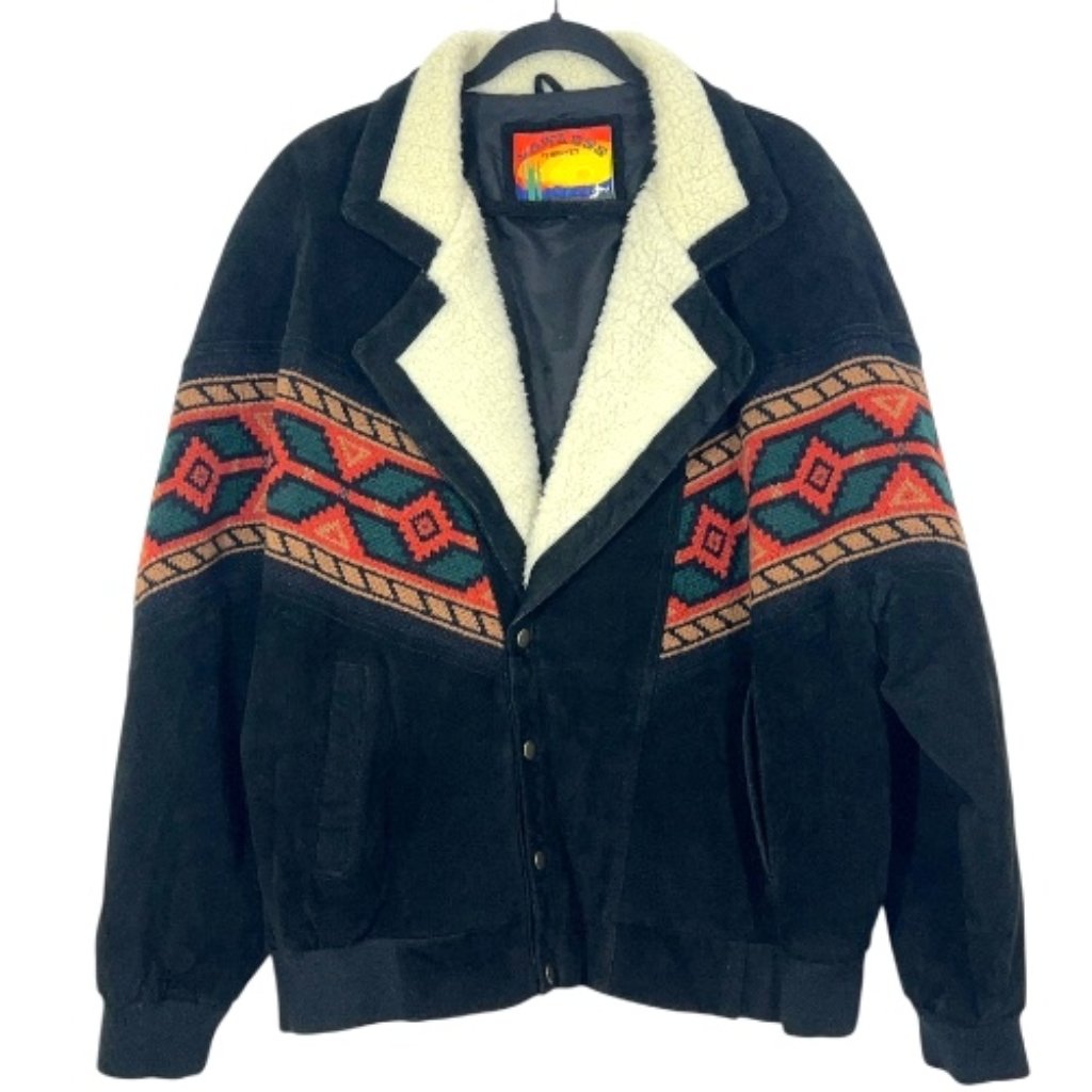 Lawless By Ardney Western Suede Leather Sherpa Jacket Xl Pre-Loved Cowboy